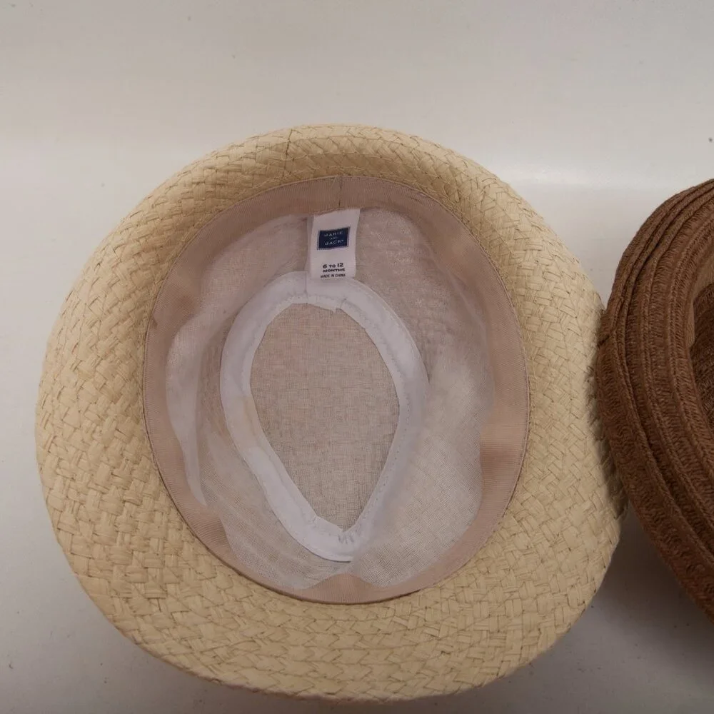 Baby Boy Straw Fedora Hats Lot – Gymboree XS/S & Janie and Jack 6–12M - Picture 6 of 7